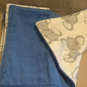 Blue Baby Elephant Burp Cloth / Washcloth - Soft Absorbent - 4 Pack
